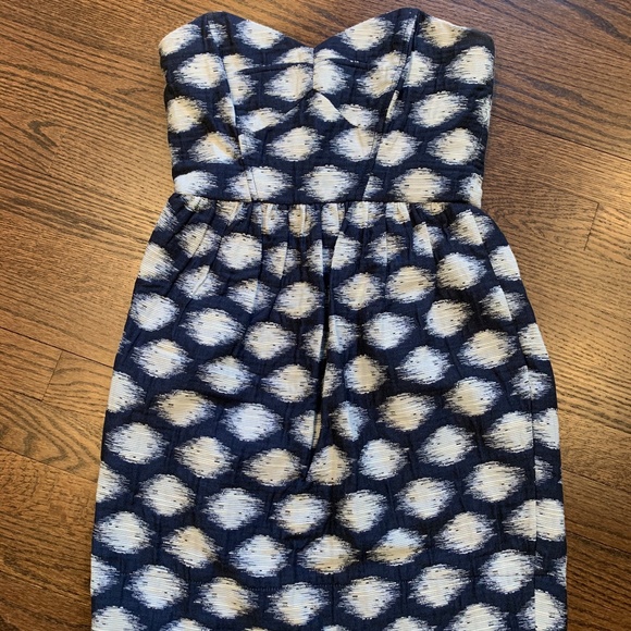 Shoshanna Blue and White Strapless Dress, Size 2 - Picture 1 of 5